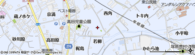 徳島県阿南市羽ノ浦町中庄周辺の地図