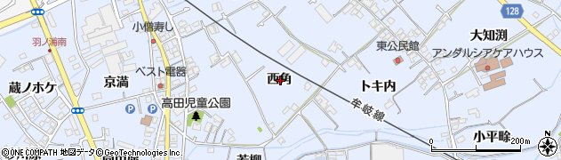 徳島県阿南市羽ノ浦町中庄西角周辺の地図