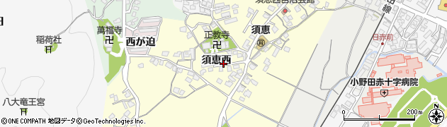 山口県山陽小野田市須恵西周辺の地図