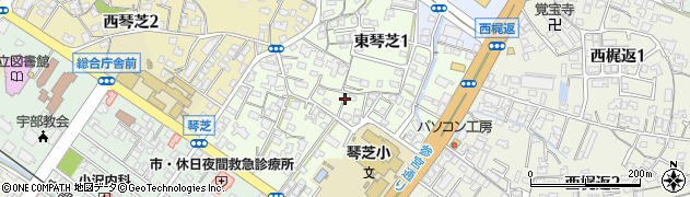 山口県宇部市東琴芝周辺の地図