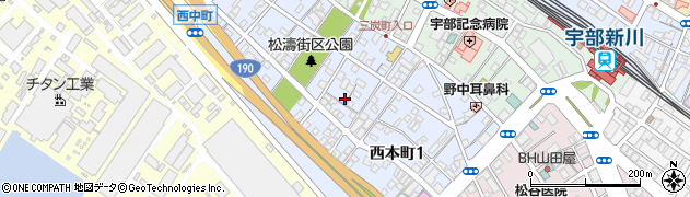 山口県宇部市西本町周辺の地図