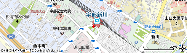 宇部新川駅周辺の地図