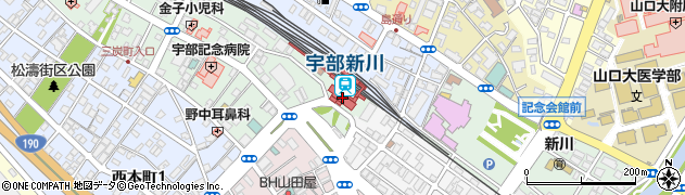 セブンイレブンキヨスクＪＲ宇部新川駅店周辺の地図