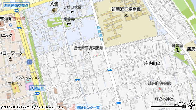 〒792-0811 愛媛県新居浜市庄内町の地図