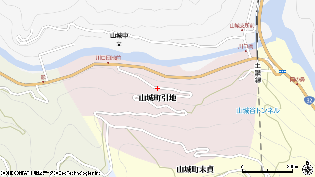 〒779-5315 徳島県三好市山城町引地の地図