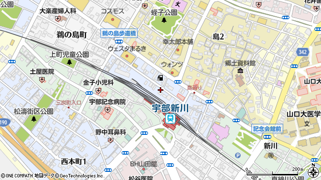 〒755-0061 山口県宇部市若松町の地図