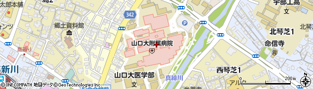 山口大学医学部附属病院周辺の地図