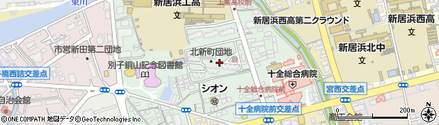 愛媛県新居浜市北新町周辺の地図