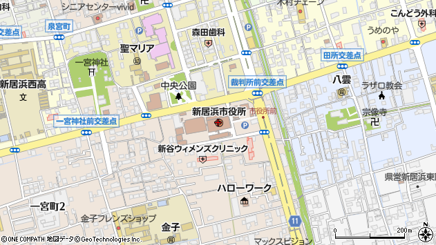 〒792-0000 愛媛県新居浜市（以下に掲載がない場合）の地図
