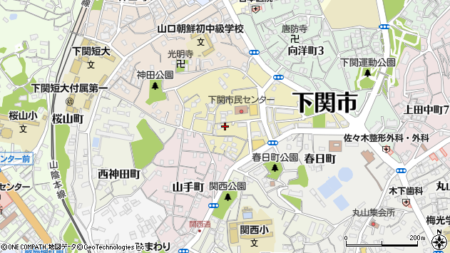 〒750-0043 山口県下関市東神田町の地図