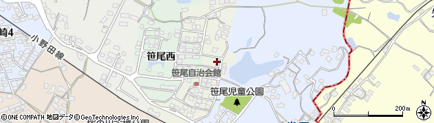 山口県山陽小野田市笹尾東周辺の地図