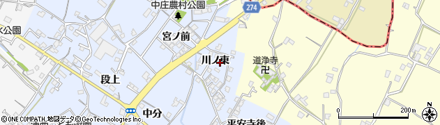 徳島県阿南市羽ノ浦町中庄（川ノ東）周辺の地図
