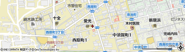 四国物産株式会社　新居浜支店西原給油所周辺の地図