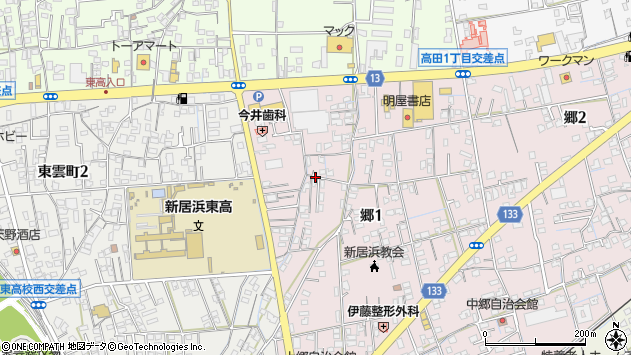 〒792-0886 愛媛県新居浜市郷（丁目）の地図