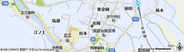 徳島県小松島市立江町（金岡）周辺の地図