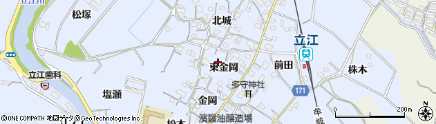 徳島県小松島市立江町（東金岡）周辺の地図