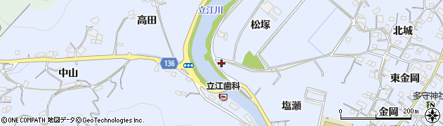 徳島県小松島市立江町（松塚）周辺の地図