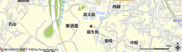 山口県宇部市東須恵新生町周辺の地図