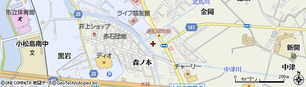 徳島県小松島市大林町（赤石）周辺の地図