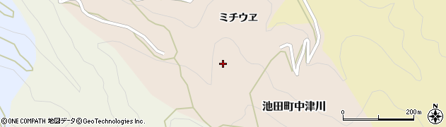 徳島県三好市池田町中津川（タケダニ）周辺の地図