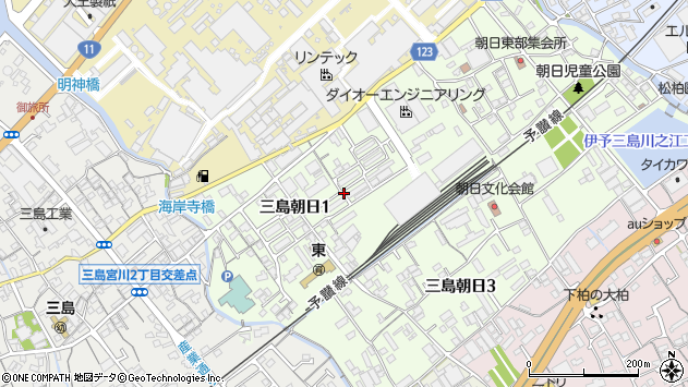 〒799-0403 愛媛県四国中央市三島朝日の地図