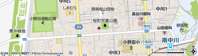 山口県山陽小野田市中川周辺の地図
