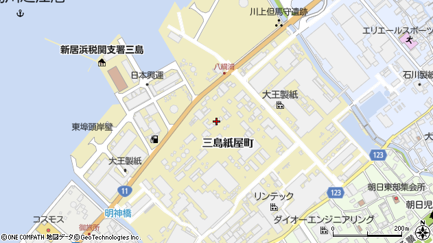 〒799-0402 愛媛県四国中央市三島紙屋町の地図