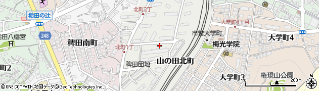山口県下関市山の田北町周辺の地図