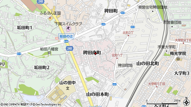 〒751-0854 山口県下関市稗田南町の地図