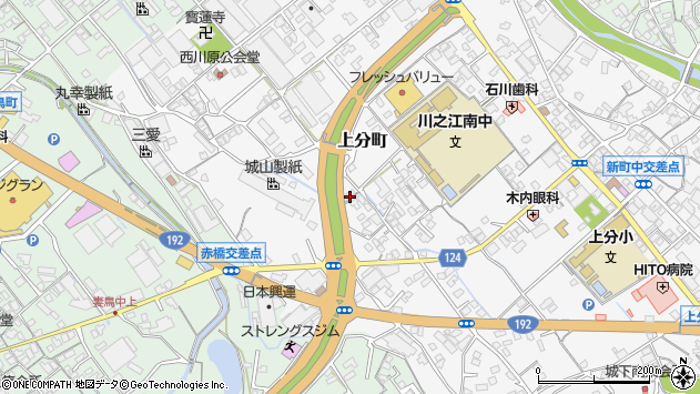 〒799-0121 愛媛県四国中央市上分町の地図