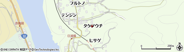 徳島県三好市池田町中西（タケノウチ）周辺の地図