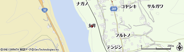 徳島県三好市池田町中西（土井）周辺の地図