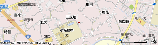 徳島県小松島市日開野町（三反地）周辺の地図