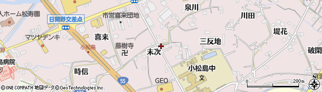 徳島県小松島市日開野町末次周辺の地図