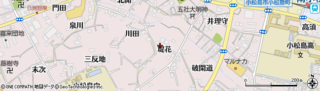 徳島県小松島市日開野町（堤花）周辺の地図