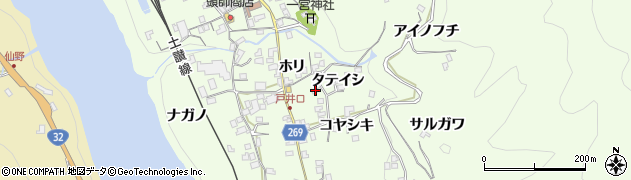 徳島県三好市池田町中西（タテイシ）周辺の地図