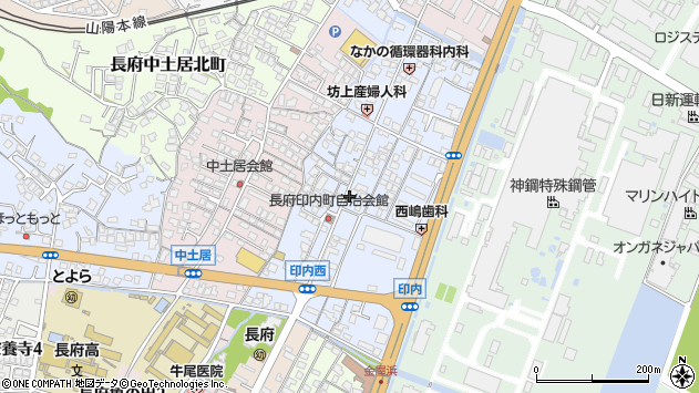〒752-0957 山口県下関市長府印内町の地図