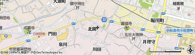 徳島県小松島市日開野町（北開）周辺の地図