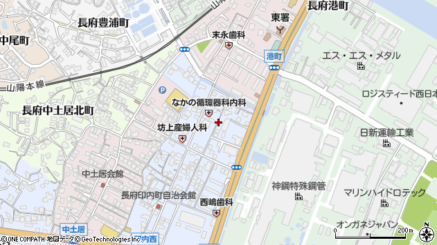 〒752-0956 山口県下関市長府前八幡町の地図