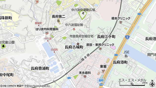 〒752-0954 山口県下関市長府古城町の地図