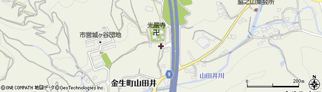 愛媛県四国中央市金生町山田井1424周辺の地図
