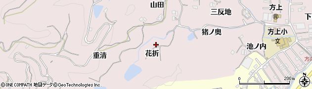 徳島県徳島市北山町（花折）周辺の地図