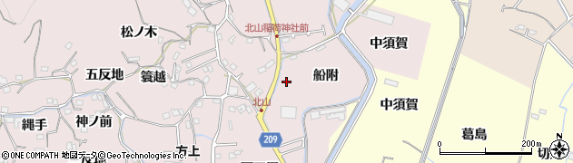 徳島県徳島市北山町船附周辺の地図