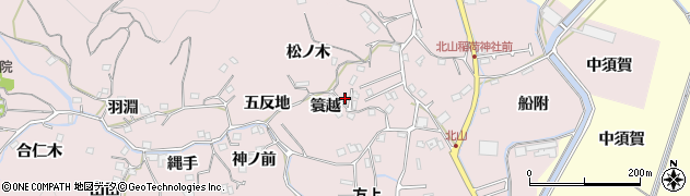 徳島県徳島市北山町（簑越）周辺の地図