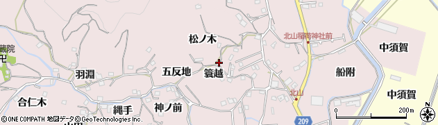 徳島県徳島市北山町周辺の地図