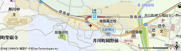 徳島県三好市井川町御領田周辺の地図