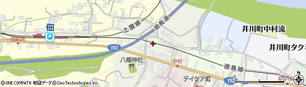 徳島県三好市井川町八幡周辺の地図