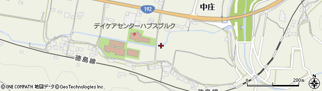 徳島県東みよし町（三好郡）中庄周辺の地図