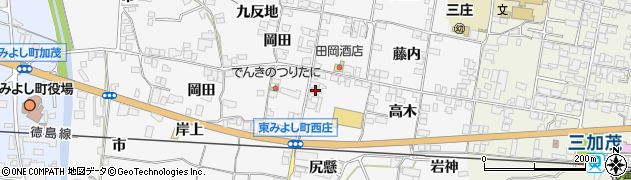 徳島県東みよし町（三好郡）西庄（安広）周辺の地図