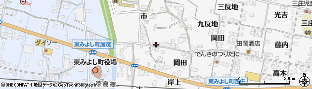 徳島県東みよし町（三好郡）西庄（市）周辺の地図